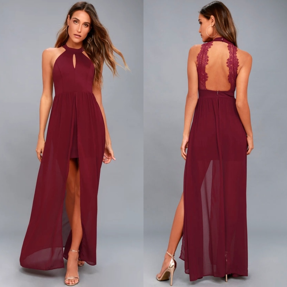 NWOT LuLus My Beloved Lace Maxi Dress